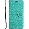 Peňaženkové puzdro Embossing Pattern Slnečnica zelené – Apple iPhone 14 Pro Max Peňaženkové puzdro Embossing Pattern Slnečnica zelené – Apple iPhone 14 Pro Max