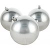 DECOLED Plastová guľa priem. 10 cm strieborná 6× lesklá