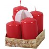 Stupňovité adventné sviečky, lakovaná červená, pr. 4 x 6/7/8/9 cm, 4 ks Stupňovité adventné sviečky, lakovaná červená, pr. 4 x 6/7/8/9 cm, 4 ks