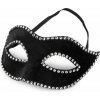 Karnevalová maska - škraboška s kamienkami - čierna Karnevalová maska - škraboška s kamienkami - čierna