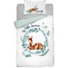 Obliečky do postieľky dvojstranné BAMBUSOVÉ biele s mätovou - Srnky, 135x100 cm Obliečky do postieľky dvojstranné BAMBUSOVÉ biele s mätovou - Srnky, 135x100 cm