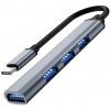 DeTech USB-C Hub so 4 portami USB 3.0 - šedá DeTech USB-C Hub so 4 portami USB 3.0 - šedá