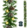 SPRINGOS Vianočná reťaz LED Girlanda z vetvičiek so šiškami 2,8m zelená