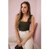 Blouse with ruffles on straps khaki hnedá Kesi 5907302117342