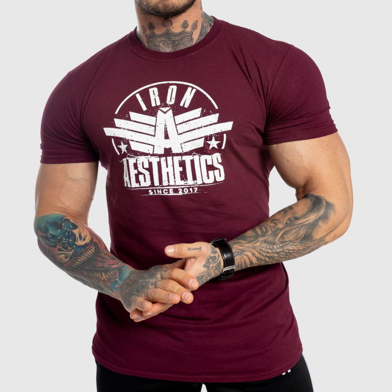 Iron Aesthetics pánske Fitness tričko Force bordové