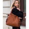 MARCO MAZZINI Camel Kožená pletená shopper kabelka MARCO MAZZINI Camel Kožená pletená shopper kabelka