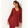 Tunika s dlhými čipkovými rukávmi bordó 052 Blancheporte Tunika s dlhými čipkovými rukávmi bordó 052 Blancheporte