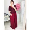 Dlhé bordové spoločenské šaty s opaskom - 48 Dlhé bordové spoločenské šaty s opaskom - 48