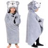 Cozy Noxxiez Husky hrejivá deka s kapucňou so zvieratkom a labkovými vreckami