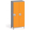 Šatníková skriňa S4, 2 oddiely, 1400 x 600 x 400 mm, demont, otočný zámok, sivá/oranžová Šatníková skriňa S4, 2 oddiely, 1400 x 600 x 400 mm, demont, otočný zámok, sivá/oranžová
