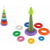 Teddies Skládanka pyramida s kroužky plast 2 barvy v síťce 15x31cm 12m+ Teddies Skládanka pyramida s kroužky plast 2 barvy v síťce 15x31cm 12m+