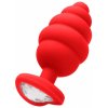 Shots - Ouch! Large Ribbed Diamond Heart Plug red análny kolík Shots - Ouch! Large Ribbed Diamond Heart Plug red análny kolík