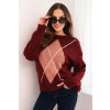 Kesi Włoski Dámsky sveter s geometrickým vzorom s prímesou vlny a alpakovej vlny bordový krémová | tmavočervená One size Kesi Włoski 5907302907455 Kesi Włoski Dámsky sveter s geometrickým vzorom s prímesou vlny a alpakovej vlny bordový krémová | tmavočervená One size Kesi Włoski 5907302907455