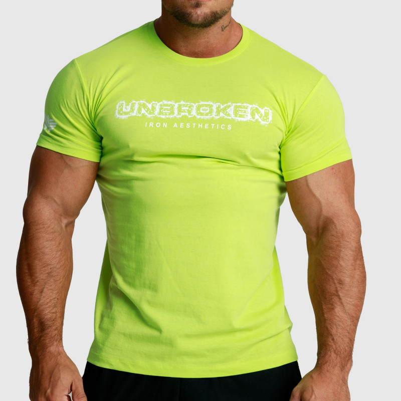 Iron Aesthetics pánske fitness tričko Unbroken limetkové zelená