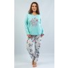 Dámské pyžamo dlouhé Rose - azurová - 4XL Dámské pyžamo dlouhé Rose - azurová - 4XL