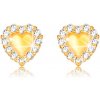 Šperky eshop - Náušnice v žltom zlate 375 - plné symetrické srdiečko, číry zirkónový lem S1GG54.35 Šperky eshop - Náušnice v žltom zlate 375 - plné symetrické srdiečko, číry zirkónový lem S1GG54.35