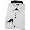 Biela pánska košeľa SLIM s čiernymi doplnkami - dlhý rukáv - 158 Biela pánska košeľa SLIM s čiernymi doplnkami - dlhý rukáv - 158