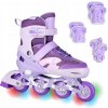 Detské rekreačné kolieskové korčule s kaučukovými Kolieska LED + Sada chráničov NILS Detské rekreačné kolieskové korčule s kaučukovými Kolieska LED + Sada chráničov NILS