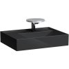 LAUFEN Kartell asymetrické závesné umývadlo s odkladacou plochou vľavo, s otvorom, bez prepadu, so skrytým odpadom, 600 x 460 mm, lesklá čierna, H8103350201111 LAUFEN Kartell asymetrické závesné umývadlo s odkladacou plochou vľavo, s otvorom, bez prepadu, so skrytým odpadom, 600 x 460 mm, lesklá čierna, H8103350201111