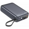 Swissten Power bank 20000 mAh s integrovanými kabely - USB-C, A, Lightning / šedá 22013945 Swissten Power bank 20000 mAh s integrovanými kabely - USB-C, A, Lightning / šedá 22013945
