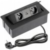 Dvojitá zásuvka zapustená do dosky stola GTV čierna s USB A + C Dvojitá zásuvka zapustená do dosky stola GTV čierna s USB A + C