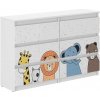 Komoda pre deti s rozprávkovými zvieratkami 77x30x140 cm Komoda pre deti s rozprávkovými zvieratkami 77x30x140 cm
