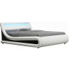 Tempo Kondela Manželská posteľ s RGB LED osvetlením, biela/čierna, 160x200, MANILA NEW Tempo Kondela Manželská posteľ s RGB LED osvetlením, biela/čierna, 160x200, MANILA NEW