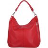 Talianske Veľká kožená kabelka na plece vrecovitá Talianska Ludmila červená