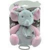 Tulilo Závesná plyšová hračka s hrkálkou Slon 18 cm - sivá/ružová Tulilo Závesná plyšová hračka s hrkálkou Slon 18 cm - sivá/ružová