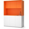 PLAN Kuchynka NIKA s drezom a batériou 1481 x 600 x 2000 mm, oranžová, pravá PLAN Kuchynka NIKA s drezom a batériou 1481 x 600 x 2000 mm, oranžová, pravá