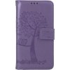 TopQ iPhone 13 flipové Fialový strom sovičky
