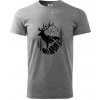 Jeleň v lese krivky - Klasické pánske tričko vyššej gramáže - 2XL ( Tmavosivý melír ) Jeleň v lese krivky - Klasické pánske tričko vyššej gramáže - 2XL ( Tmavosivý melír )