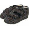 Vlnka Dámske obväzové uzavreté papuče s ovčou vlnou na suchý zips káro sivá Vlnka Dámske obväzové uzavreté papuče s ovčou vlnou na suchý zips káro sivá