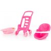 Ružová sada pre bábiky s kočíkom, autosedačkou a vaničkou Ružová sada pre bábiky s kočíkom, autosedačkou a vaničkou