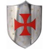 Marto Kovový štít s rudým templářským křížem Marto Kovový štít s rudým templářským křížem