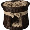 ČistéDrevo Prútený pelech s búdou tmavý - obšitý béžovou mašľou ČistéDrevo Prútený pelech s búdou tmavý - obšitý béžovou mašľou