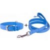 Obojok a vodítko plochý kožený set pre psa modrej farby Obvod krku:: 38-49cm, šírka obojku: 25mm + vodítko priemer 18mm Obojok a vodítko plochý kožený set pre psa modrej farby Obvod krku:: 38-49cm, šírka obojku: 25mm + vodítko priemer 18mm