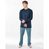 GINA Pánske bavlnené pyžamo dlhé | 79205P - modrastá mesiac, XL GINA Pánske bavlnené pyžamo dlhé | 79205P - modrastá mesiac, XL