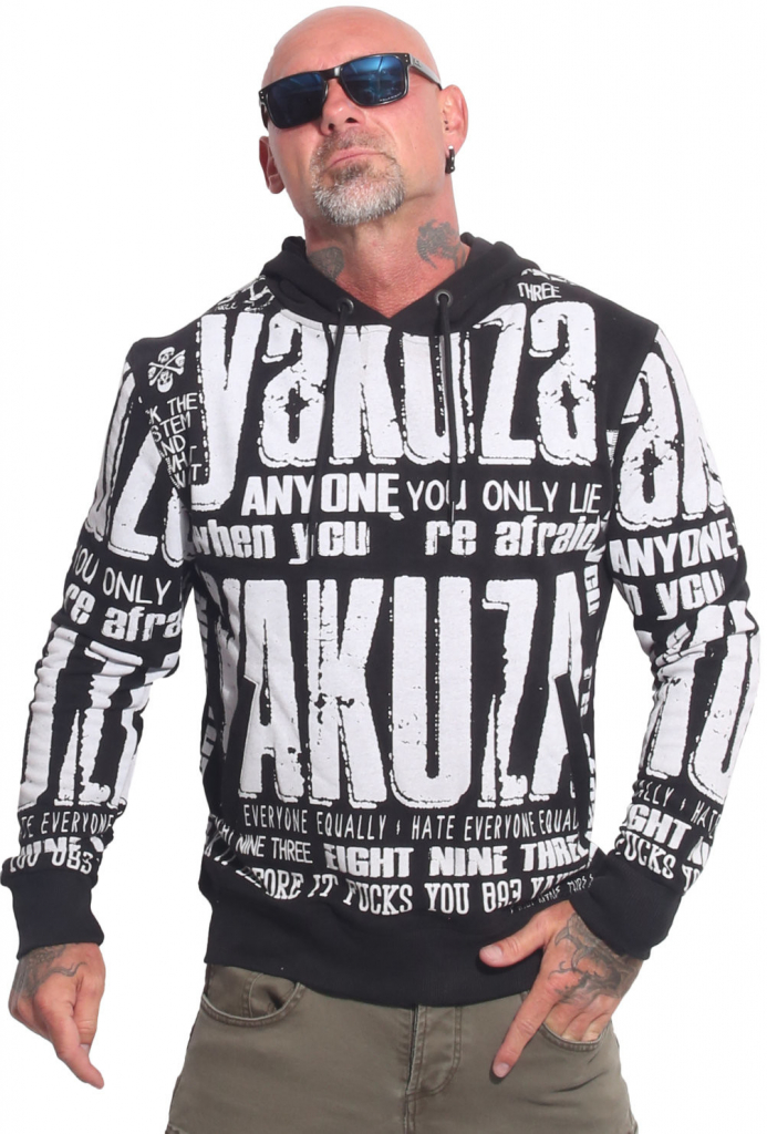 Yakuza mikina pánska s kapucňou ANYONE ALLOVER HOB 23006 black