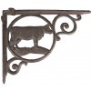 Clayre & Eef Hnedá nástenná liatinová policová konzola s kravou - 3*24*17 cm - Clayre & Eef Clayre & Eef Hnedá nástenná liatinová policová konzola s kravou - 3*24*17 cm - Clayre & Eef