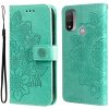 Peňaženkové kožené puzdro 7-petal Flowers na Motorola Moto E20 / E30 / E40 - Zelená Peňaženkové kožené puzdro 7-petal Flowers na Motorola Moto E20 / E30 / E40 - Zelená