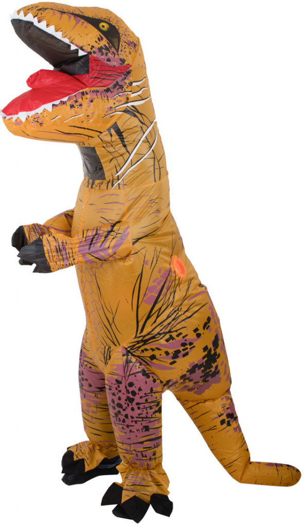 KIK T-REX Obrovský hnedý nafukovací kostým dinosaura 1,5-1,9 m
