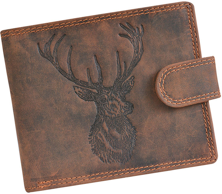 brúsená kožená peňaženka s motívom jeleňa