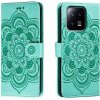 Peňaženkové kožené puzdro MANDALA na Xiaomi 13 – Zelená Peňaženkové kožené puzdro MANDALA na Xiaomi 13 – Zelená