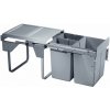 Wireli Výsuvný kôš 450 mm - 1x20L + 2x10L s úchytmi dvierok / Šedý Wireli Výsuvný kôš 450 mm - 1x20L + 2x10L s úchytmi dvierok / Šedý