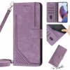 Peňaženkové kožené puzdro Skin Feel Stripe na Motorola Moto E20 / E30 / E40 - Fialová Peňaženkové kožené puzdro Skin Feel Stripe na Motorola Moto E20 / E30 / E40 - Fialová