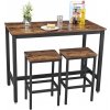 Songmics Vysoký stôl s 2 barovými stoličkami, čierna, rustikálna hnedá LBT15X