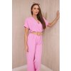 Jumpsuit with decorative belt at the waist pink