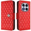 Peňaženkové kožené puzdro Rhombic Pillow na Xiaomi Redmi Note 14 Pro - Červená Peňaženkové kožené puzdro Rhombic Pillow na Xiaomi Redmi Note 14 Pro - Červená