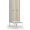 Šatníková skrinka S1 s lavičkou, 2 oddiely, 1875 x 600 x 500/800 mm, demont, kódový zámok, laminované dvere, dub prírodný Šatníková skrinka S1 s lavičkou, 2 oddiely, 1875 x 600 x 500/800 mm, demont, kódový zámok, laminované dvere, dub prírodný